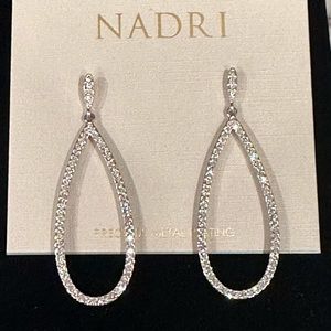 Nadri Open Long Teardrop Chrystal Earrings In Silver